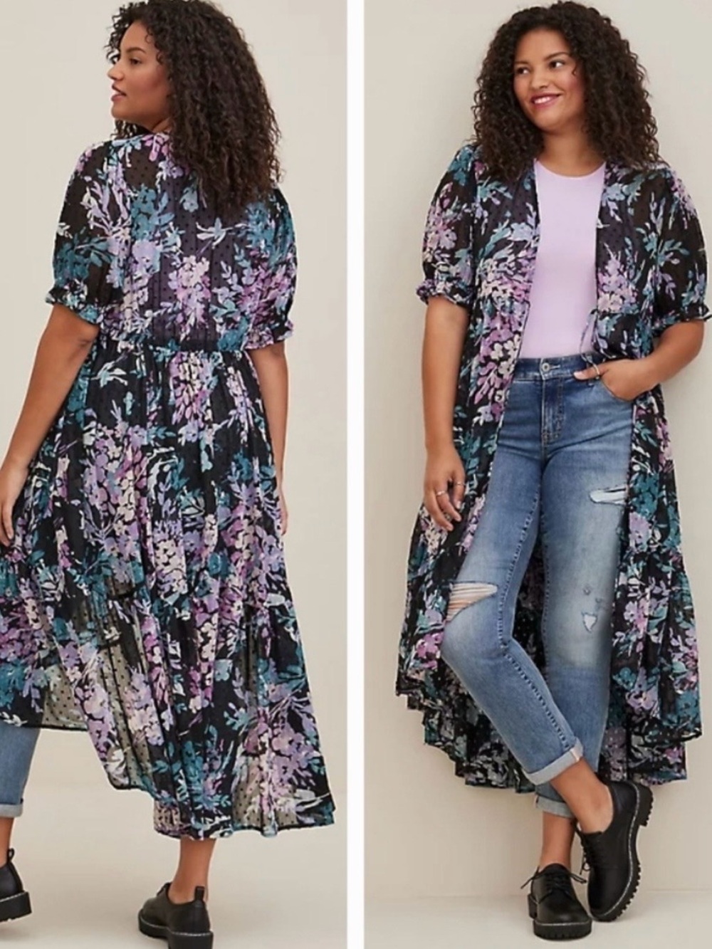 torrid Fairycore Festival Whimsigoth Boho Floral Tie-Front Kimono